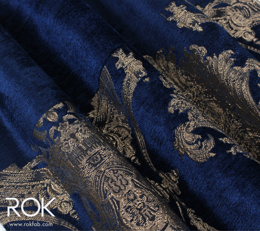 Damask Chenille Jacquard Curtains, Border Design Drapery Panel, Custom Size Curtain, 6 Color Options, Elegant Living Room & Bedroom Window